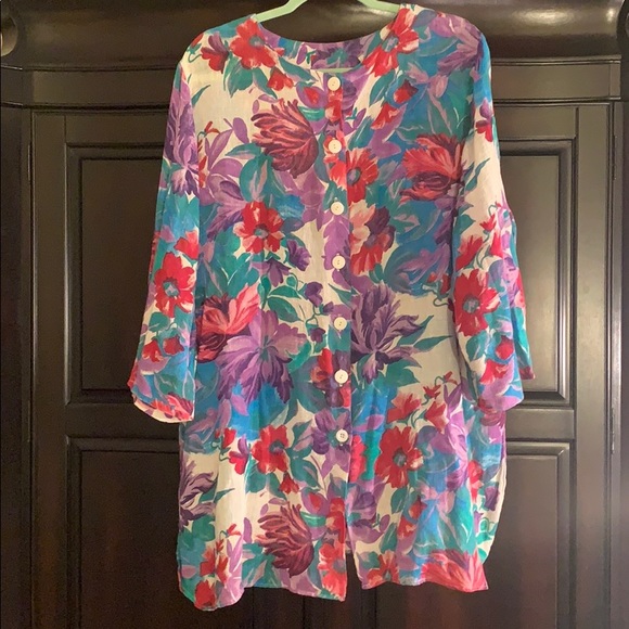 Copy Cats Tops - Copycats oversized floral cotton top